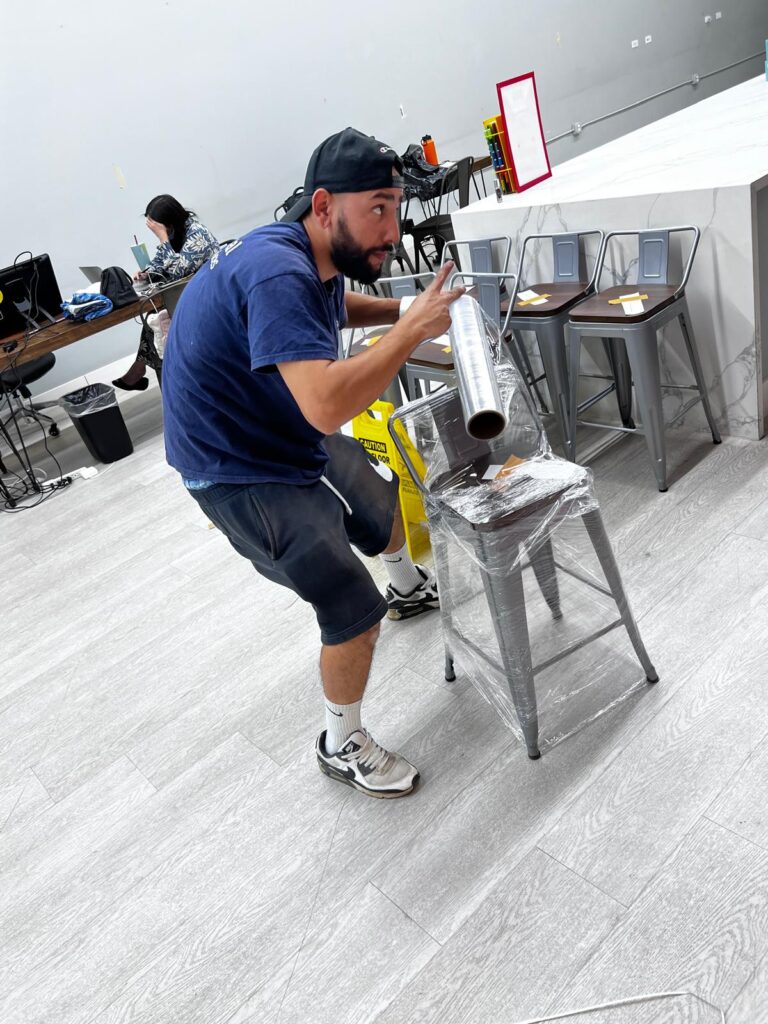 office movers loading desks and chairs in Orange County