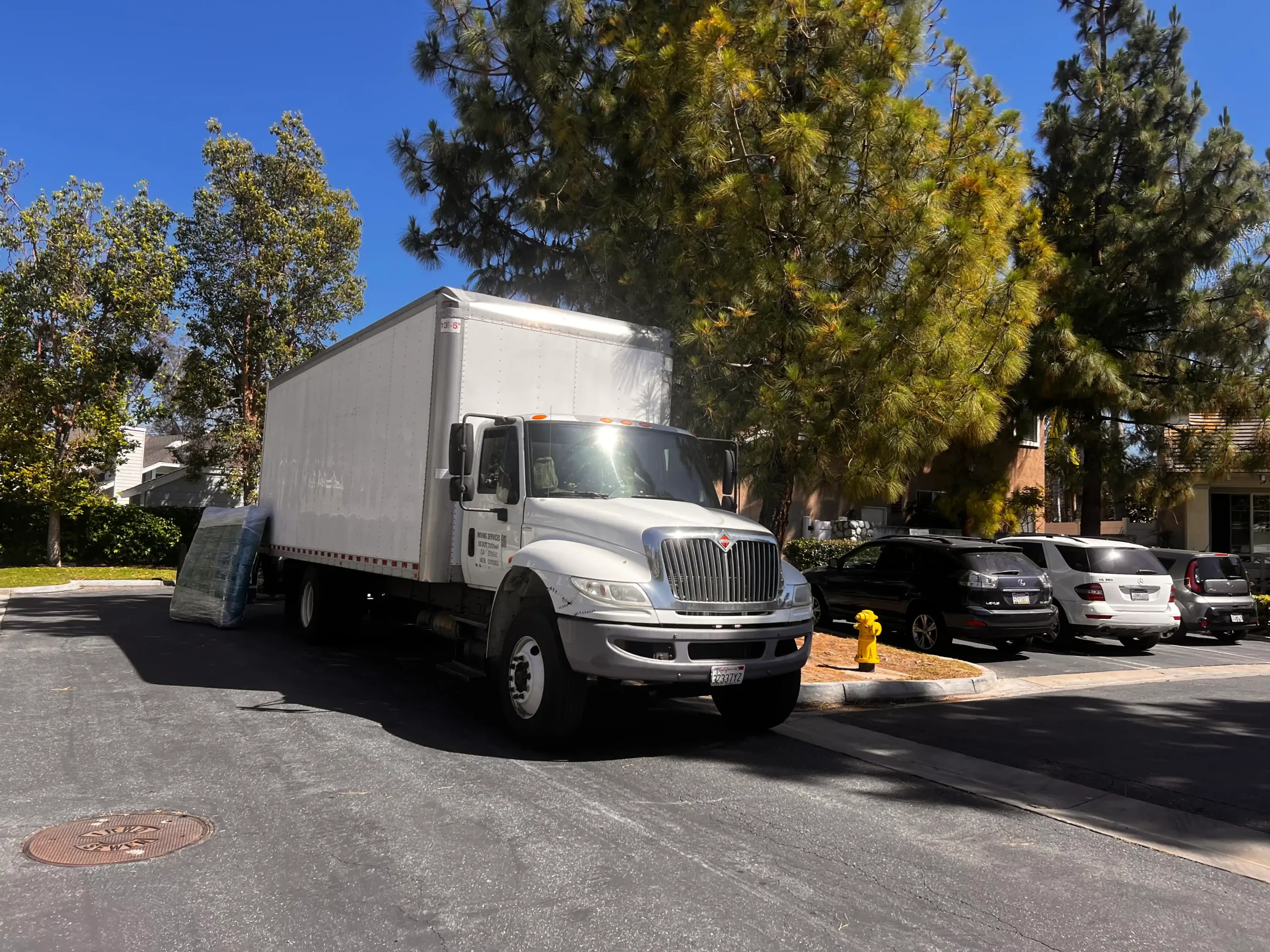 Loading moving truck in Garden Grove neighborhood
