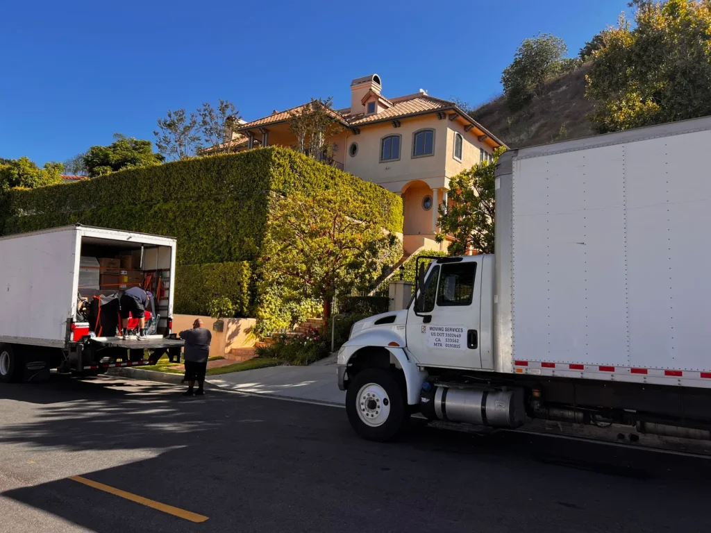 elite moving truck parked at Newport Beach estate